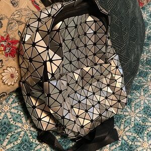 Geometric Design  Silver Backpack